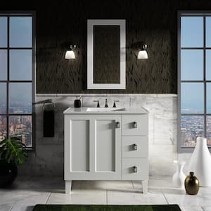 Poplin 36 in. W x 22 in. D x 35 in. H Bathroom Vanity Cabinet without Top in Linen White