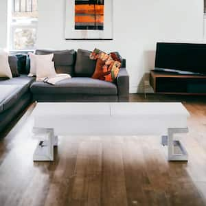 47 in. Gray Rectangle Wood Coffee Table with Storage