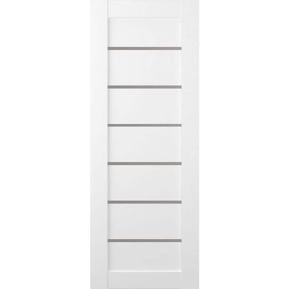 Alba 32 in. x 84 in. No Bore 7-Lite Solid Core Frosted Glass Bianco Noble Finished Wood Composite Interior Door Slab price history on PriceWatchPro