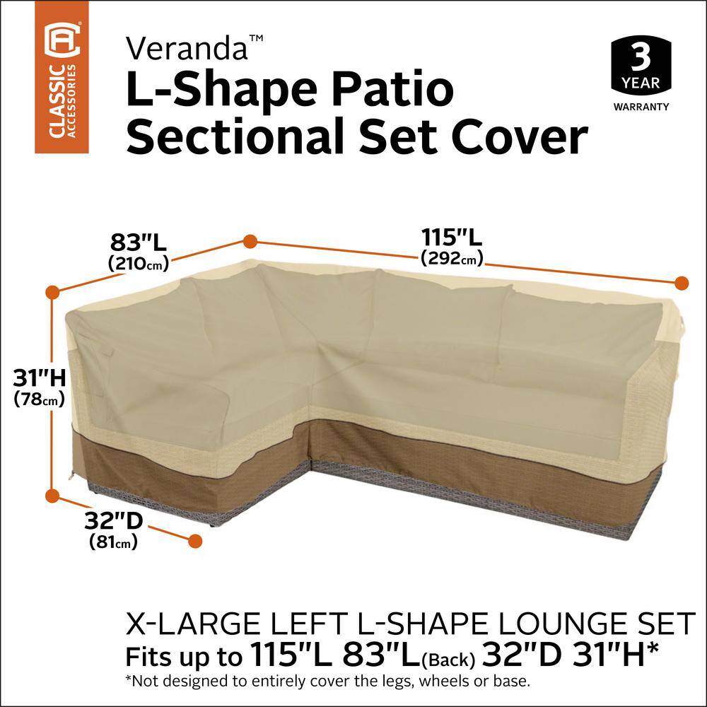 Veranda Beige and Brown Water-Resistant Patio Sectional Cover