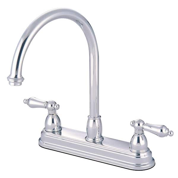 Kingston Brass Restoration 2-Handle Deck Mount Centerset Kitchen Faucets in Polished Chrome
