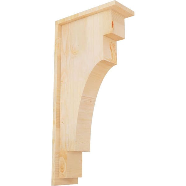 Ekena Millwork 6 in. x 14 in. x 26 in. Douglas Fir Mediterranean Rough Sawn Corbel with Backplate