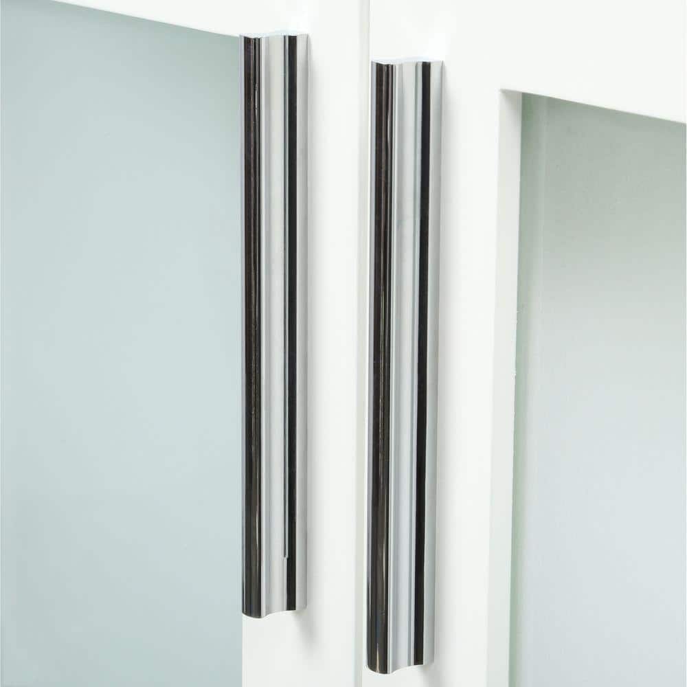 White Engineered Wood Freestanding Vanity Set with Mirror and Ceramic Sink