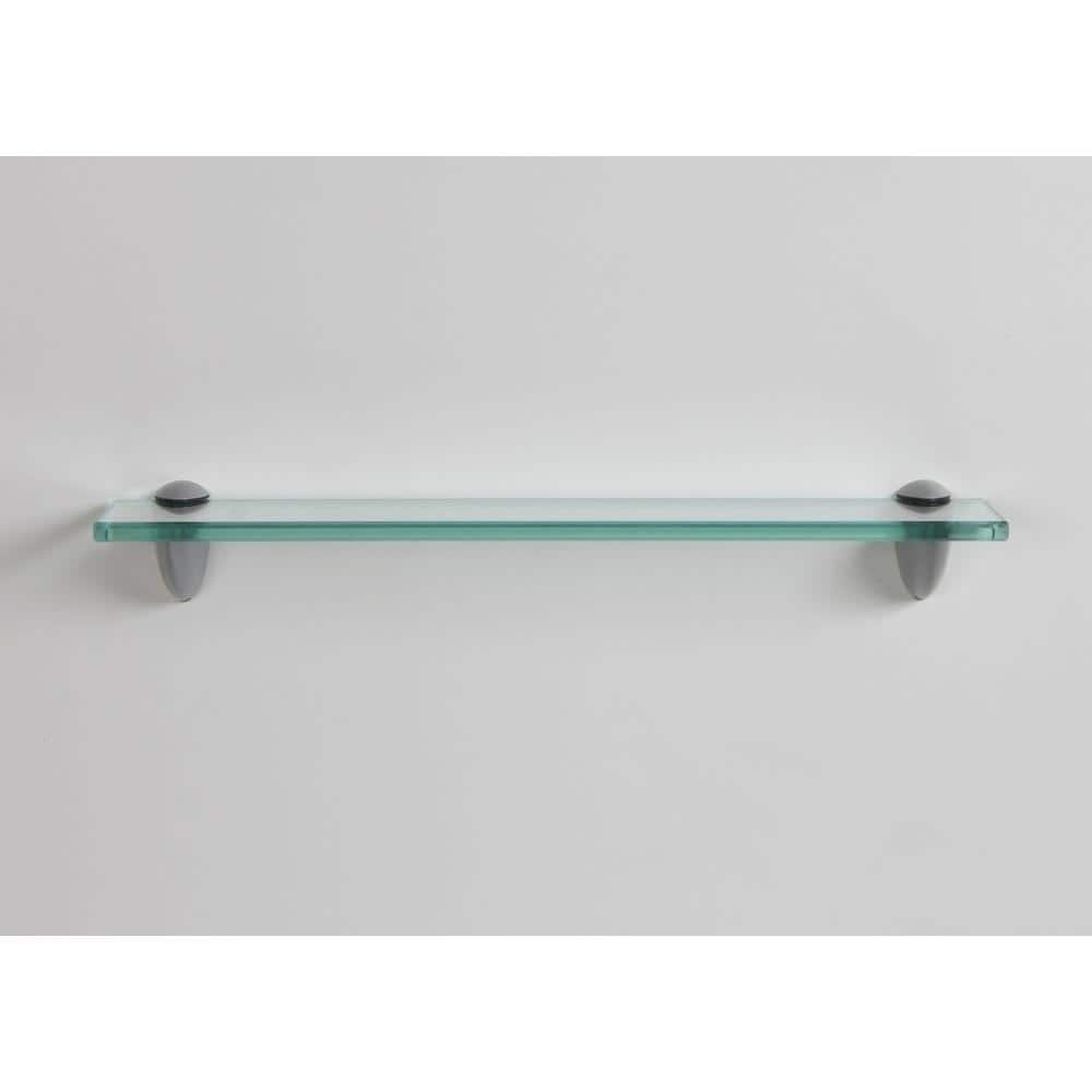 inPlace 18 in. W x 3.25 in. D x 2.6 in. H Clear Glass Bracketed Wall Shelf