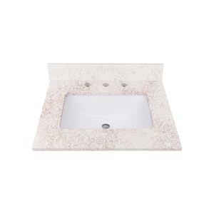 25 in. W x 22 in. D Quartz Vanity Top in Lotte Radianz Alluring with White Rectangular Single Sink