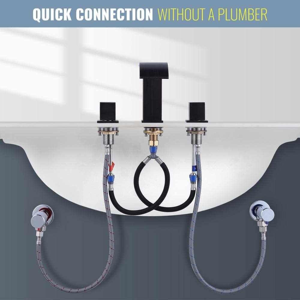 Matte Black Stainless Steel 8-Inch Widespread Bathroom Faucet