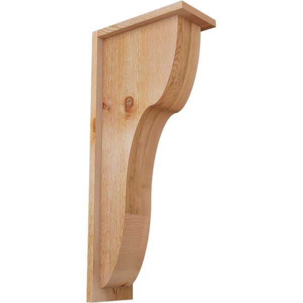 Ekena Millwork 6 in. x 12 in. x 28 in. Western Red Cedar Carmel Rough Sawn Corbel with Backplate