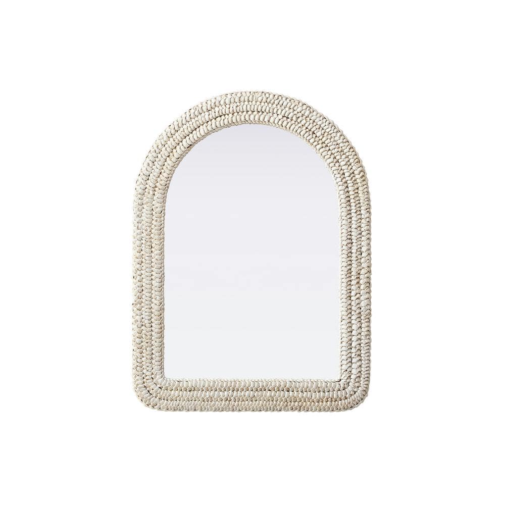 Timeless Home Linen White 27 in. W x 36 in. H Cornhusk Wall Mirror