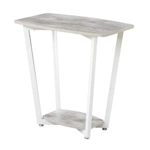 Graystone 23.75 in. Gray and White Rectangle Particle Board End Table with Shelf