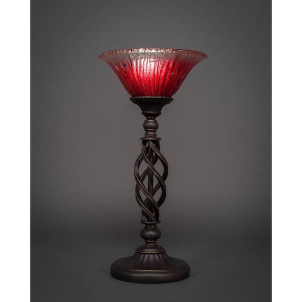 Unbranded Olympia 20.25 in. Dark Granite Rechargeable Integrated LED Bedside Table Lamp for Living Room with Glass Shade