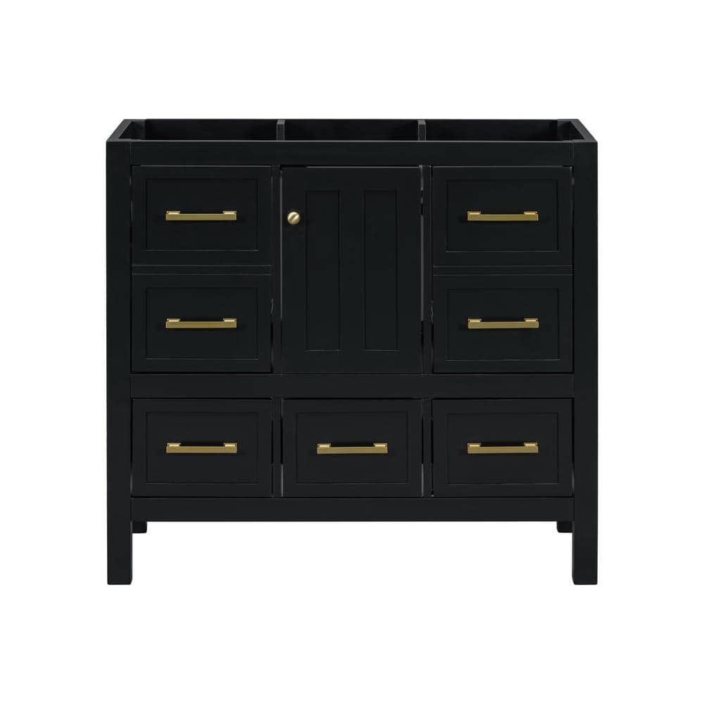 35.5 in. W x 17.8 in. D x 33 in. H Bath Vanity Cabinet without Top in Black