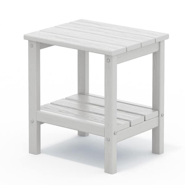 JEAREY White Rectangle Resin Outdoor Side Table