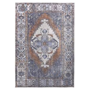 5 X 8 Blue and Ivory Floral Area Rug