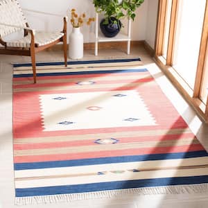 Montauk Blue/Red 4 ft. x 6 ft. Geometric Striped Area Rug