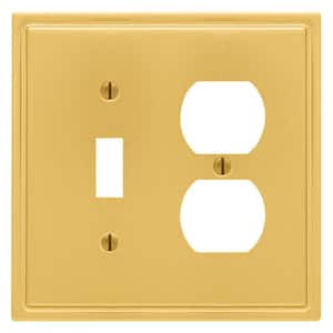 Ornate Brass 2 Gang Outlet & Push Button Switch Cover