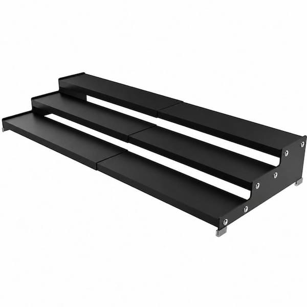 3 Shelf Black Expandable Countertop Step Mount Metal Spice Rack Organizer Non-Skid Heavy Duty for Kitchen 1 Pack