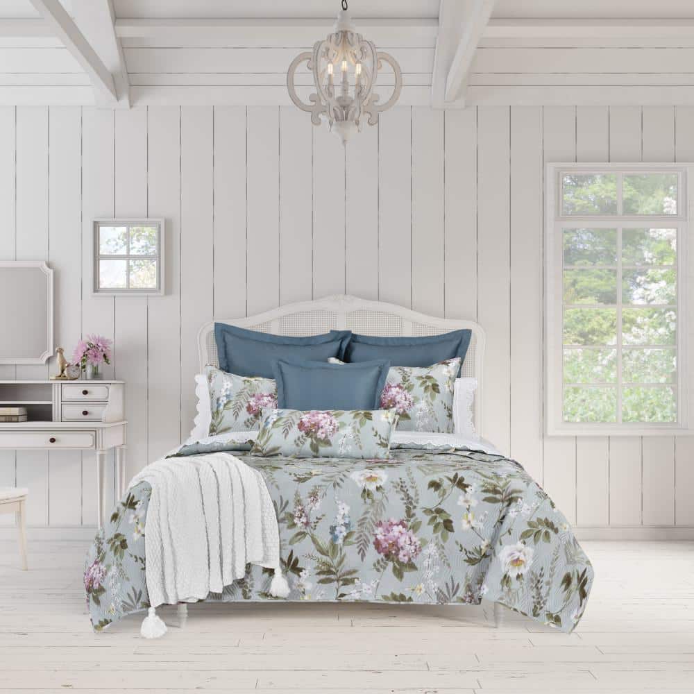 Blush Floral Organic Full Quilt Set