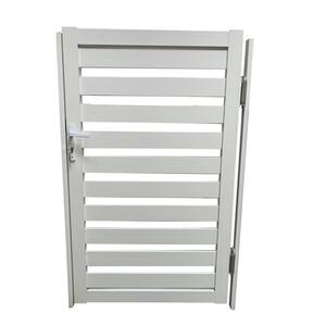 42 in. x 65 in. White Aluminum Easy Gate with Lock