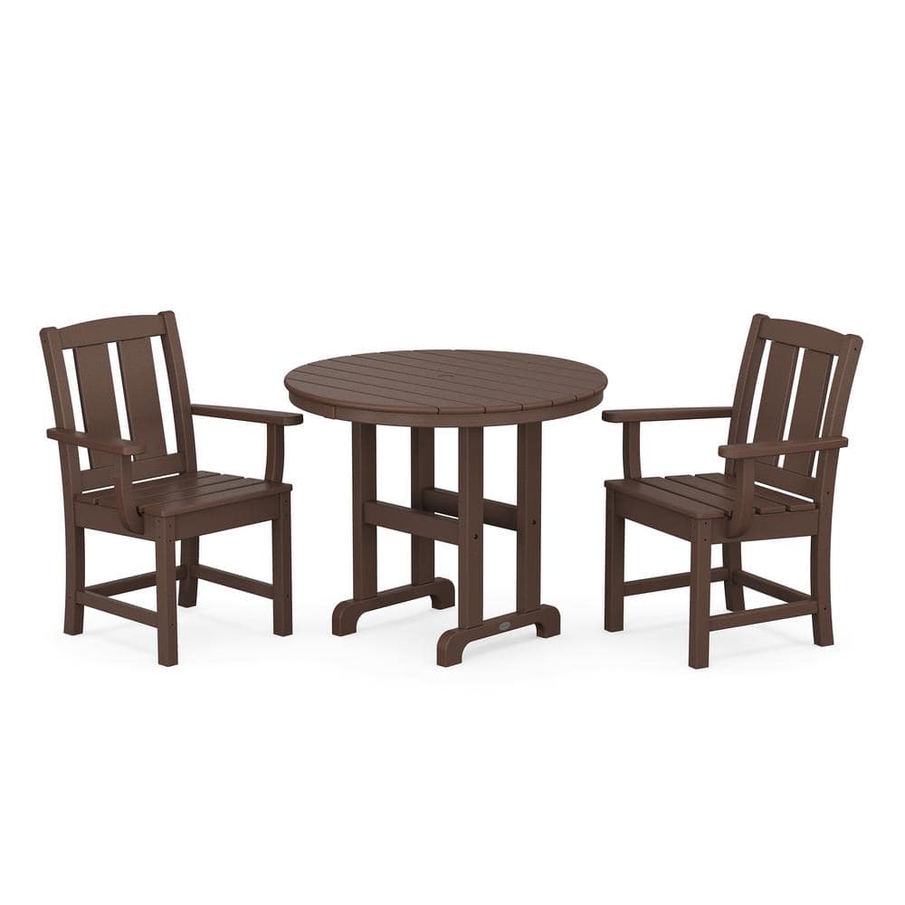 Mission 3-Piece Farmhouse Plastic Outdoor Bistro Set in Mahogany -  POLYWOOD, PWS2063-1-MA