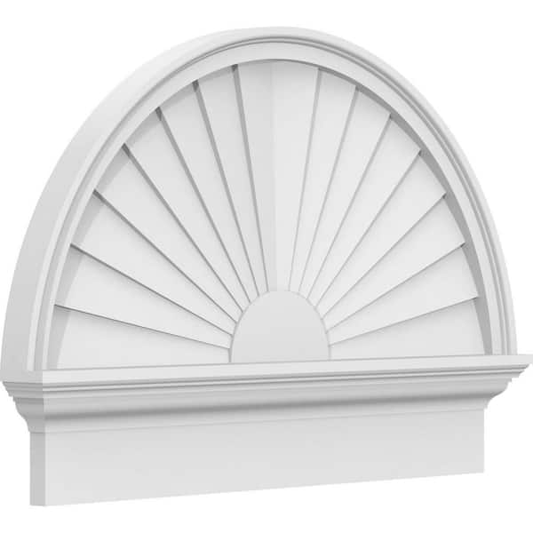Ekena Millwork 2-3/4 in. x 30 in. x 21-3/4 in. Half Round Sunburst Architectural Grade PVC Combination Pediment