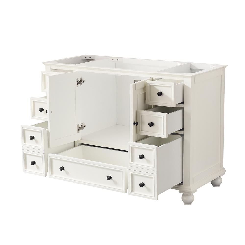 French White 48" Solid Wood Single Bathroom Vanity Base