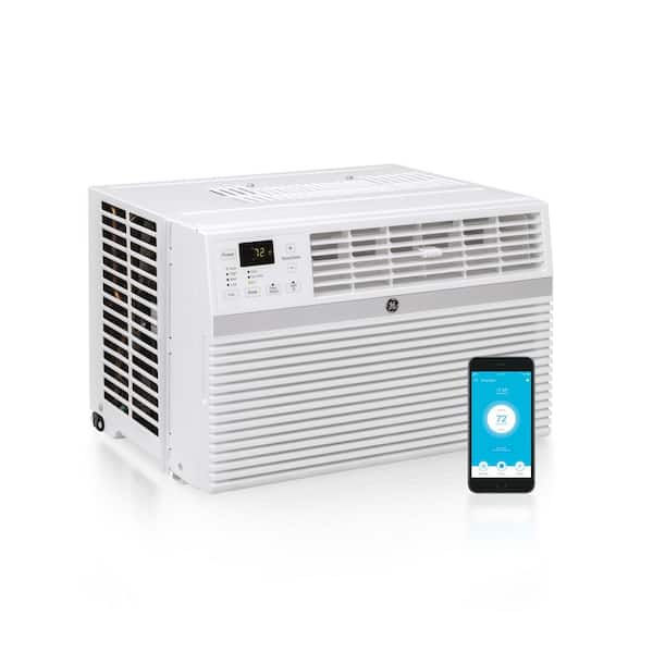GE - 8,000 BTU 115-Volt Smart Window Air Conditioner with Remote in White