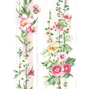 Delisa 8 in. x 10 in. Pink Floral Stripe Wallpaper Sample