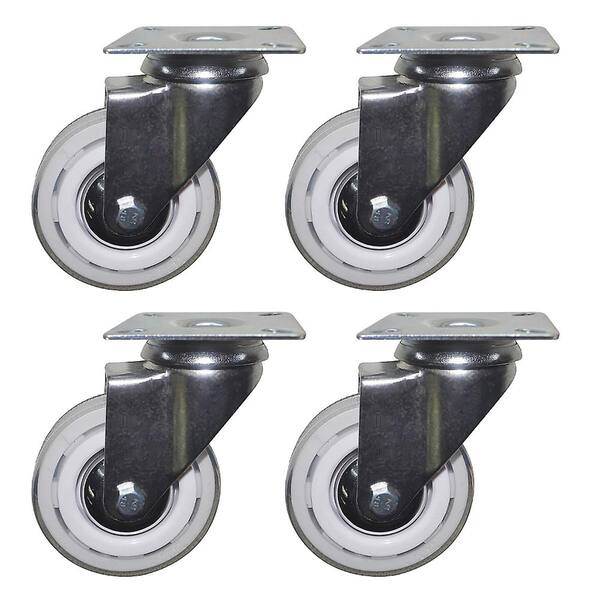 Shepherd 3 in. White Polyurethane and Steel Swivel Plate Caster with 132 lb. Load Rating (4-Pack)