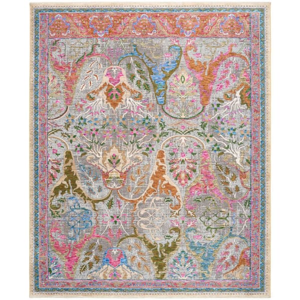 Quaint Harmony Pink Multicolor 8 ft. x 10 ft. Floral Contemporary Area Rug