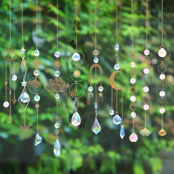 サンキャッチャー Phewnyzo 10-Pieces Colorful Crystal Suncatchers with Chain Pendant