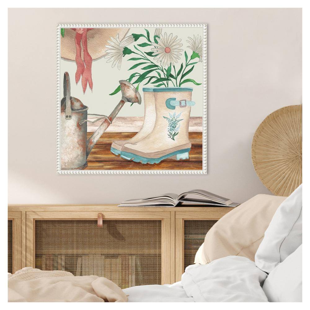 Cottage Garden Scene Canvas Wall Art with Frame