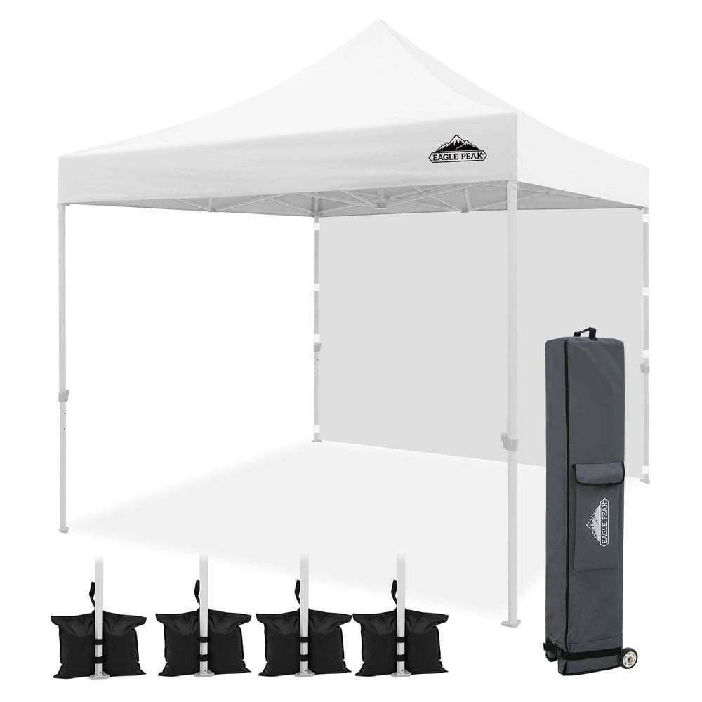White Powder Coated Steel 10' x 10' Pop-Up Canopy Tent