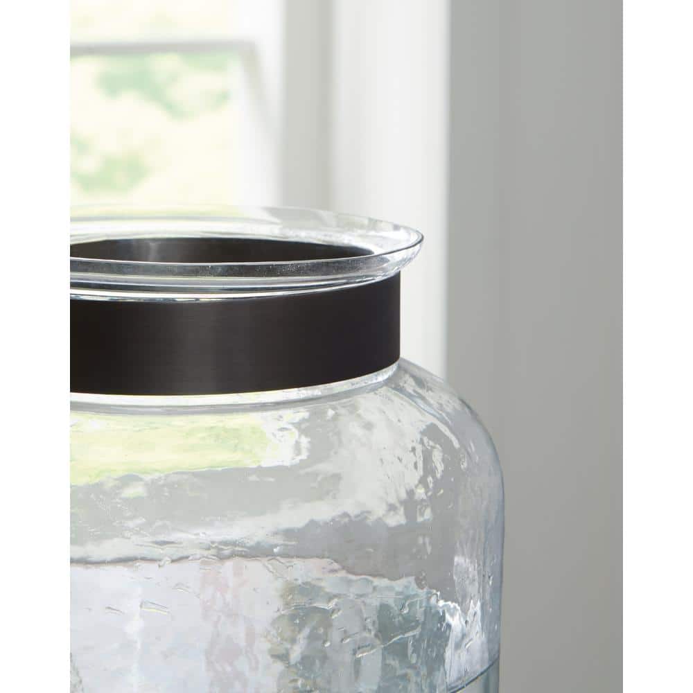 Clear Glass Vase with Pewter Metal Accent, 14"