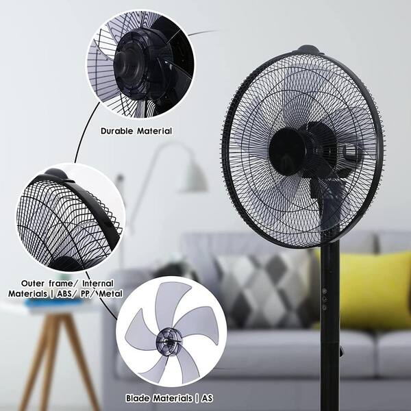 Tileon 14.5 in. Adjustable 12 Levels Speed Pedestal Stand Fan with ...