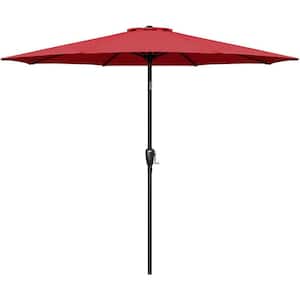 9 ft. Market Patio Umbrella with Button Tilt, Crank and 8 Sturdy Ribs for Garden, in Red