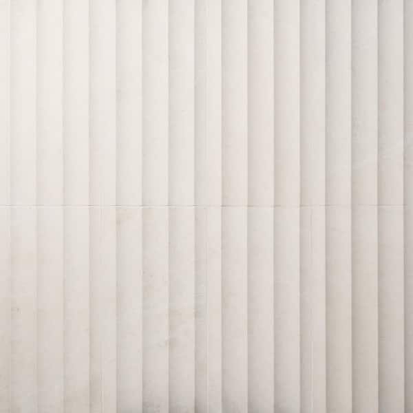 Vanilla Fluted Warm White 12 in. x 24 in. 3D Honed Marble Wall Tile (4 sq. ft. / Case)