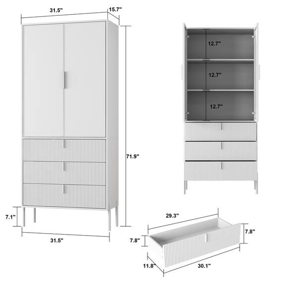 Tribesigns Brown Wood Base with Wood Top Kitchen Island (15.7-in x 31.5-in x 66.5-in) | HOGA-C0176