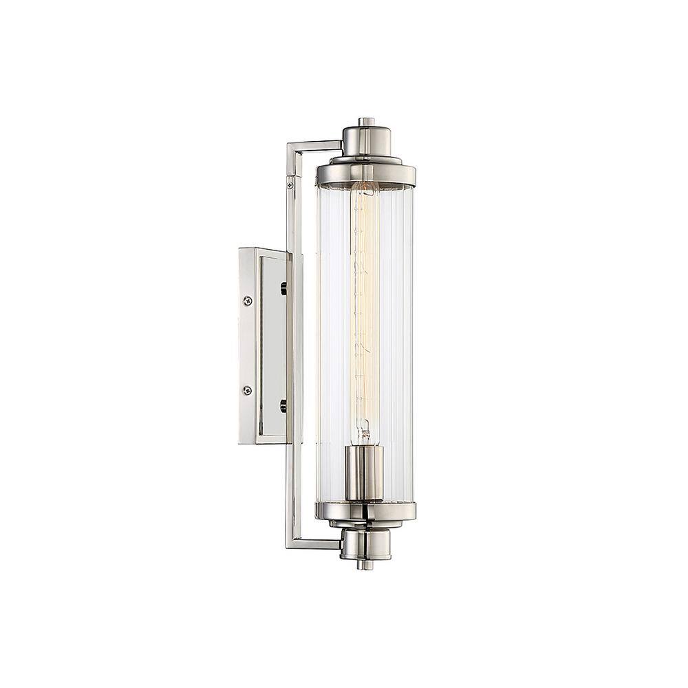 Polished Nickel Ribbed Glass 18" Wall Sconce