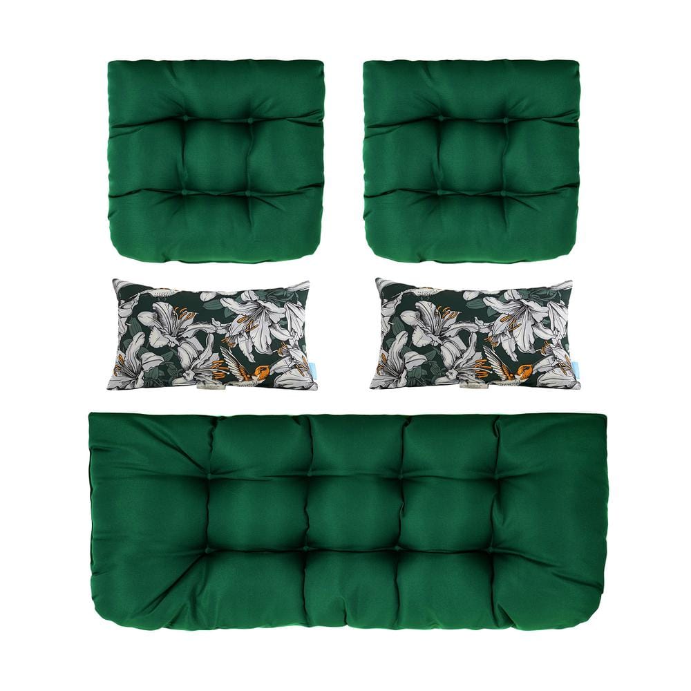 Invisible Green Rectangular Polyester Outdoor Cushion Set