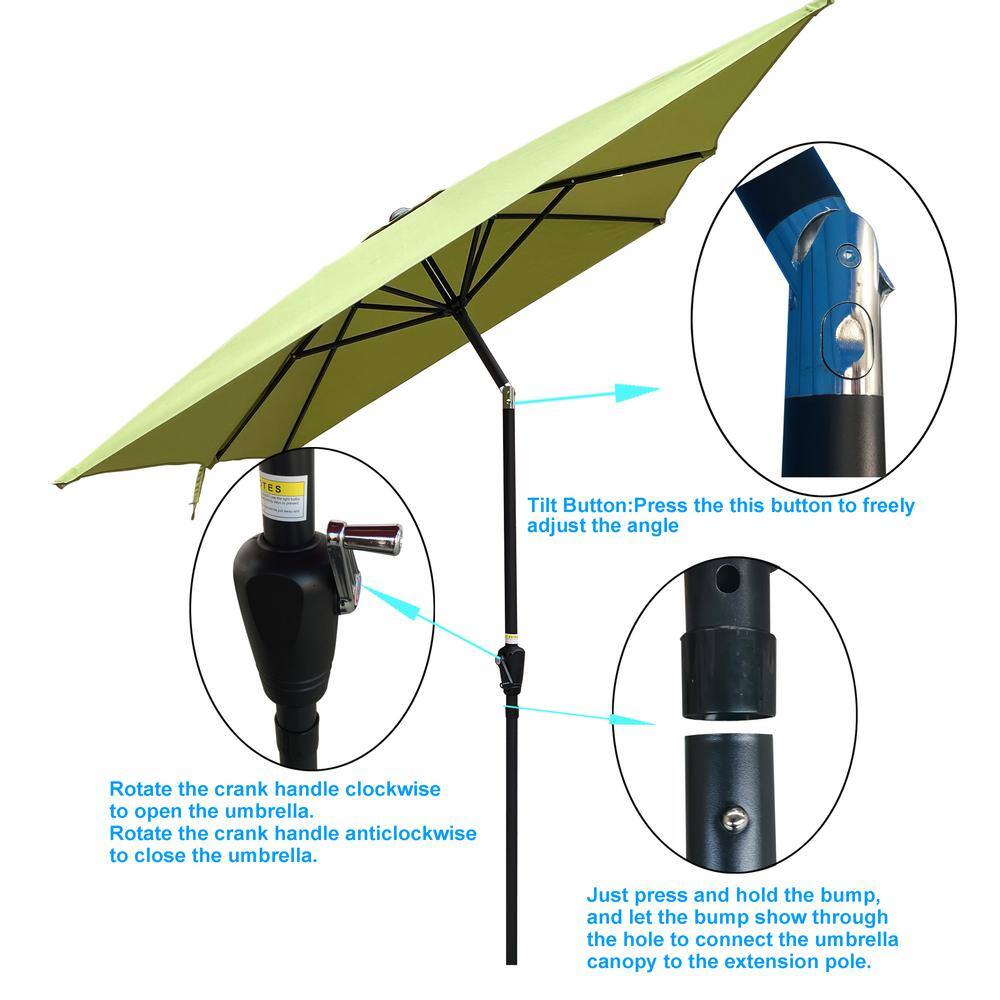 Lime Green 6x9ft Rectangular Outdoor Patio Umbrella with Crank and Tilt