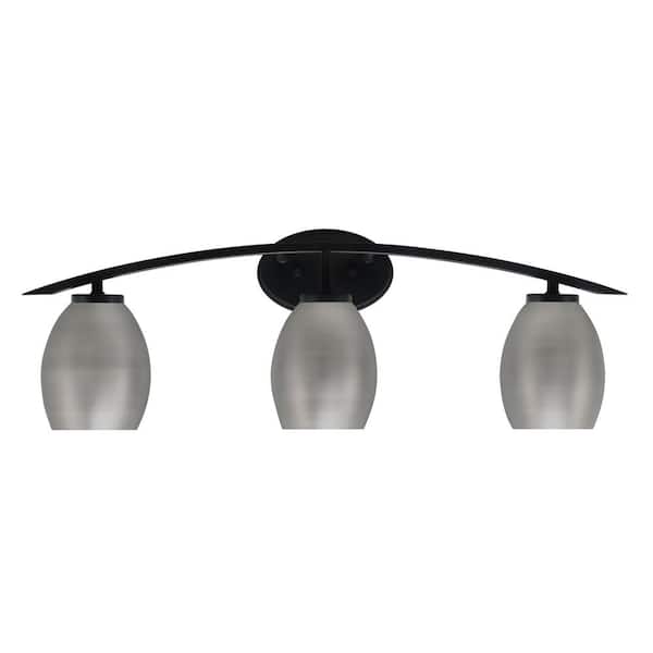 Unbranded Siena 29 in. 3-Light Vanity Light Matte Black with Graphite Metal Shades