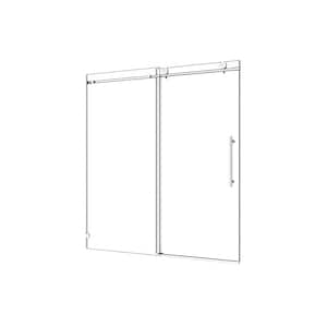 54 in. x 76 in. 2 Panel Clear Tempered Glass Sliding Door with Chrome Hardware