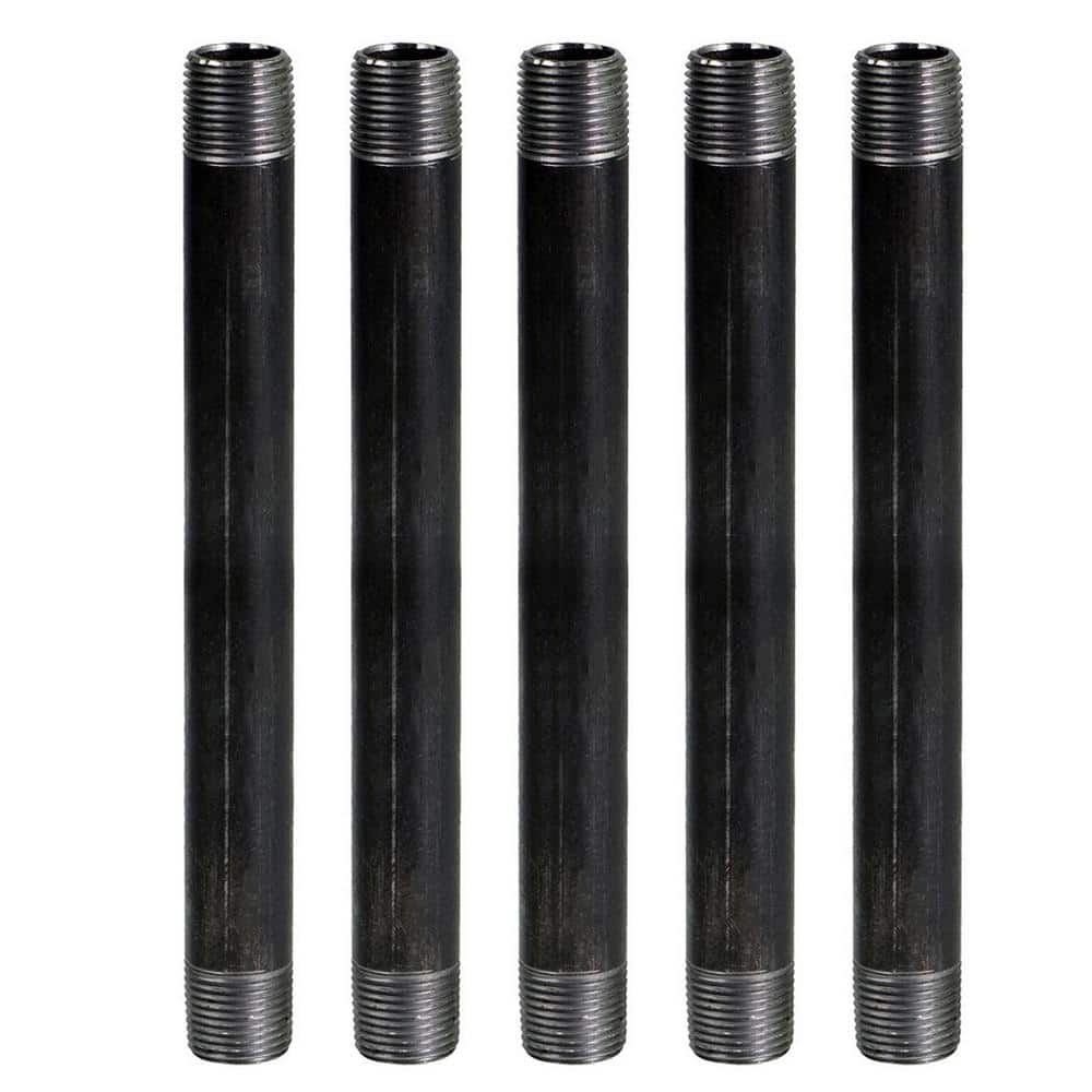 PLUMBFLEX 1/4 in. x 3 ft. Black Steel Pipe (5-Pack) 1436pbl5, image size:1000x1000