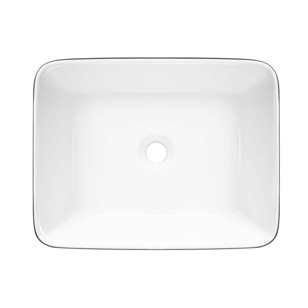 Elegant Dual-Tone 19" x 15" Rectangular Ceramic Vessel Bathroom Sink