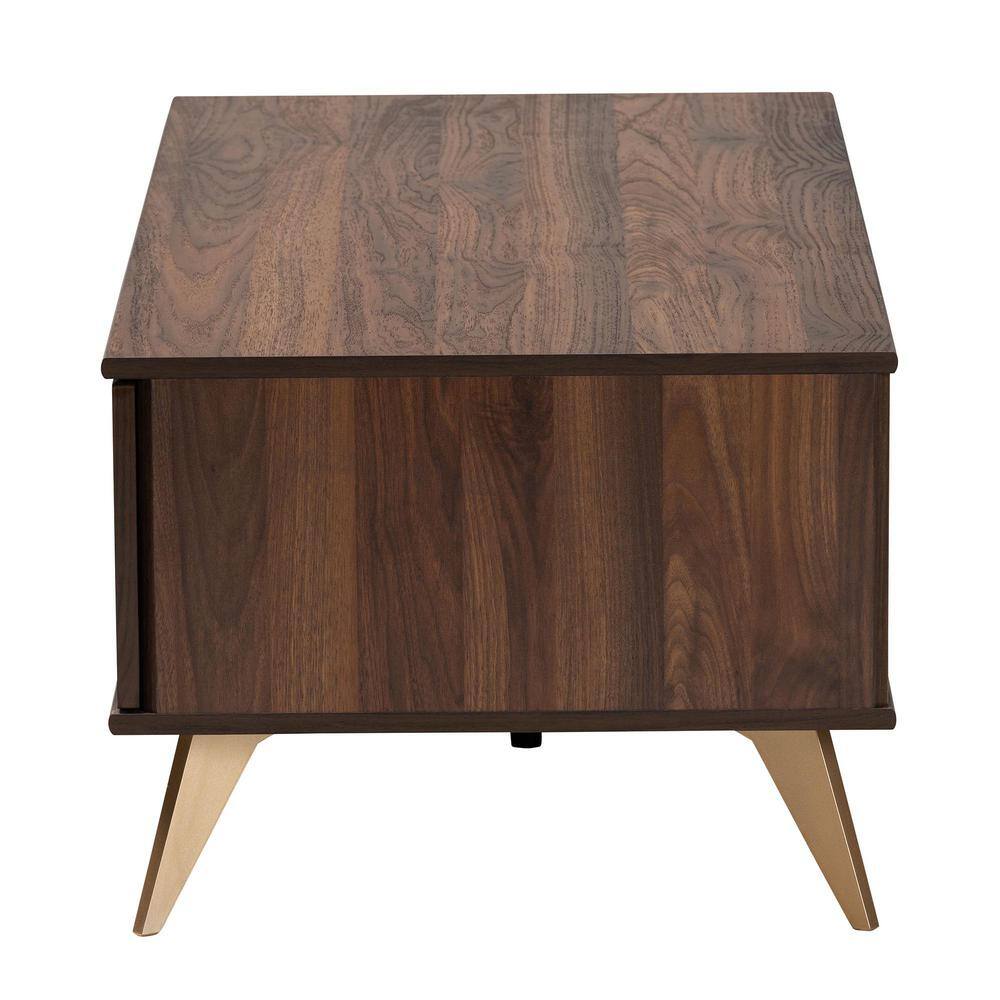 Walnut Brown Rectangular Wood Coffee Table with Storage