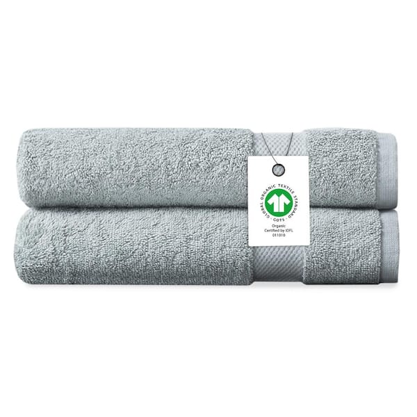 Delara Light Blue Solid 100% Organic Cotton Luxuriously Plush Hand Towels (Set of 2)