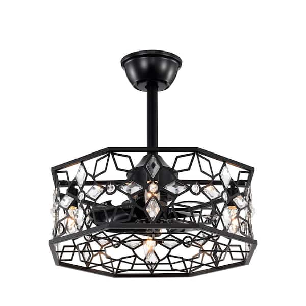 Maxax Heritage 18.1 in. 4-Light Indoor Black Industrial Ceiling Fan Smart Remote Control Metal Cage Enclosed