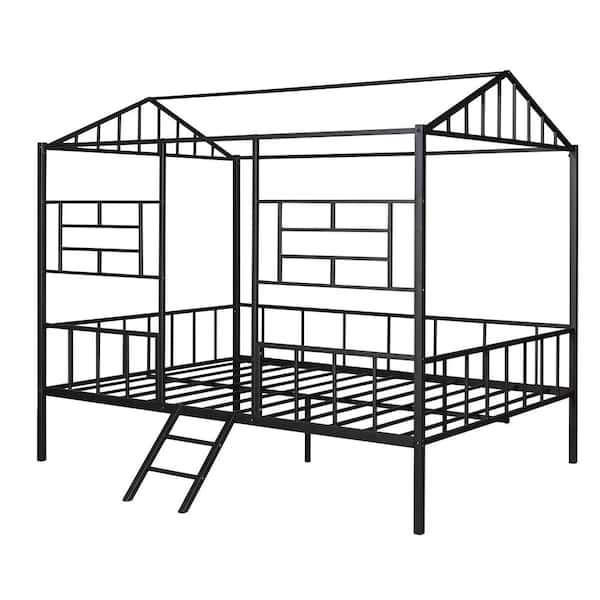GHOUSE SSuper Black Full Size Metal House Bed Frame