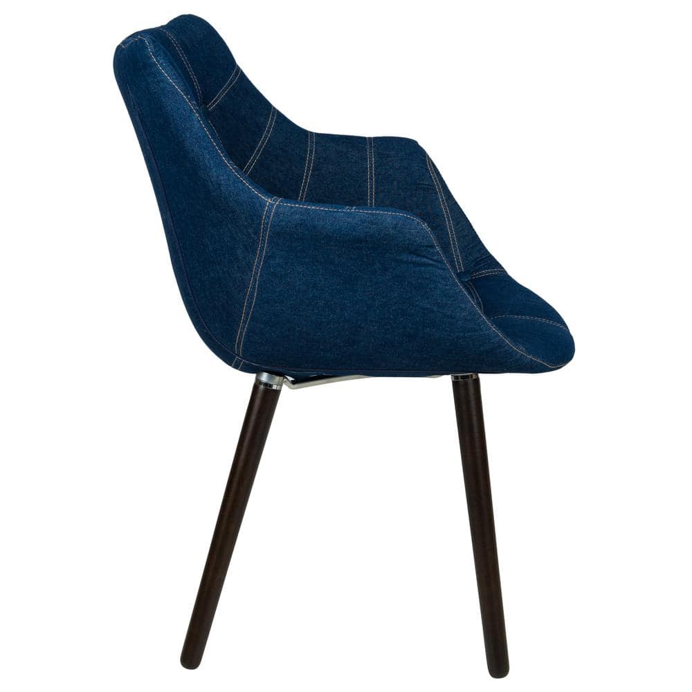 Milburn Barrel Accent Chair in Denim Blue with Beech Wood Legs