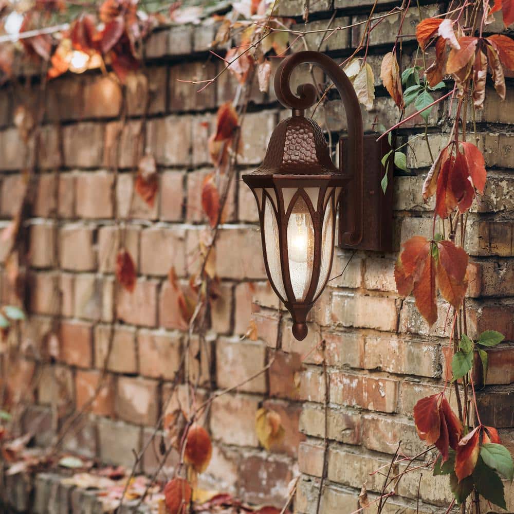 Burnished Antique Copper Outdoor Lantern with Clear Seedy Glass